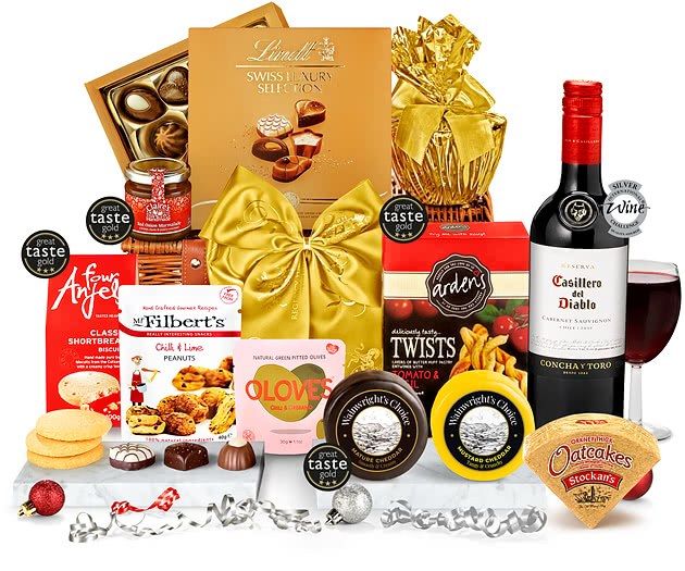 Connoisseur's Christmas Hamper With Red Wine